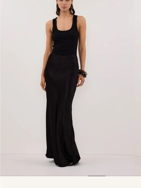 Dissh Black Satin Maxi Skirt